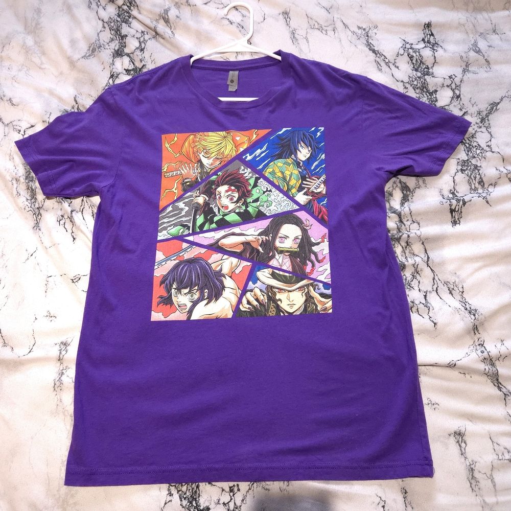 Purple Demon Slayer manga anime short sleeved shirt